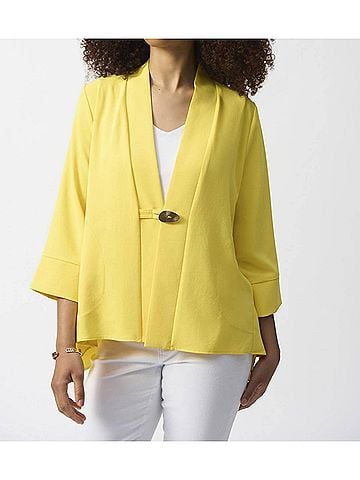 Joseph Ribkoff Textured Woven Trapeze Jacket in Citrus (view 2)