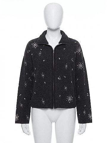Lyssé Scottie Embellished Knit Jacket in Charcoal And Light Pewter (view 1)