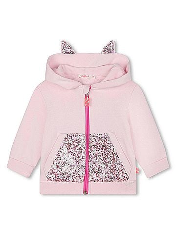 Billie Blush Girls Zip Up Cardigan in Pink (view 1)