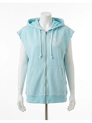 Champion Women's French Terry Sleeveless Hoodie in Frosted Turquoise (view 1)