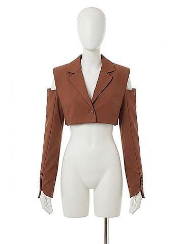 For Love & Lemons Alysa Crop Blazer in Brown (view 1)