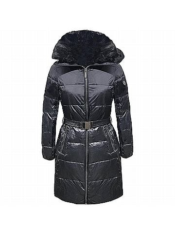Michael Kors Women's 3/4 Down Puffer Coat in Black (view 2)