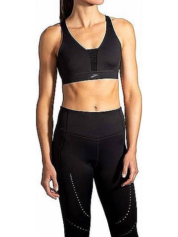 Brooks Drive Plunge Run Bra Top in Black (view 2)