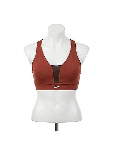Brooks Drive Plunge Run Bra in Copper/Run Raisin/Ice Blue (view 1)