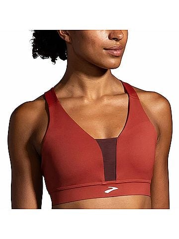 Brooks Drive Plunge Run Bra in Copper/Run Raisin/Ice Blue (view 2)