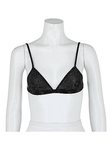 Salvatore Ferragamo Women's Crystal Embellished Triangle Bralette in Black (view 1)