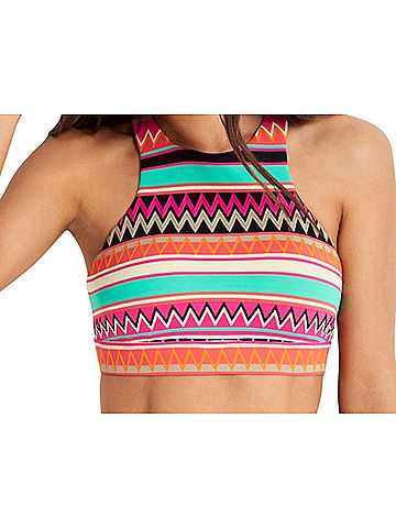 Seafolly Low Impact High Neck Sports Bra in Sea Island Vibe Tribal (view 2)