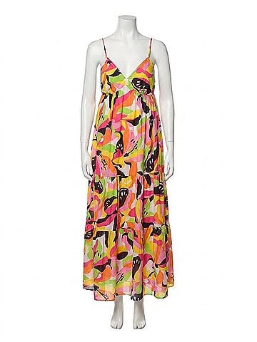 Seafolly Tiered Print Midi Dress in Hot Pink (view 1)