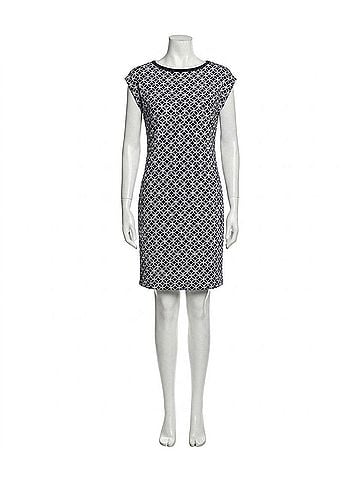 Michael Kors Geometric Print Matte Jersey Dress in True Navy/White (view 1)