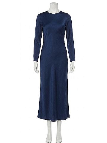 Bella Dahl Bias Long Sleeve Slip Dress in Dark Azure (view 1)