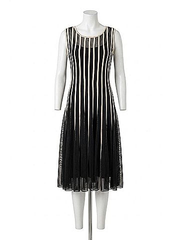 Michael Kors Women's Ribbed Mesh Dress in Brown/Beige (view 1)