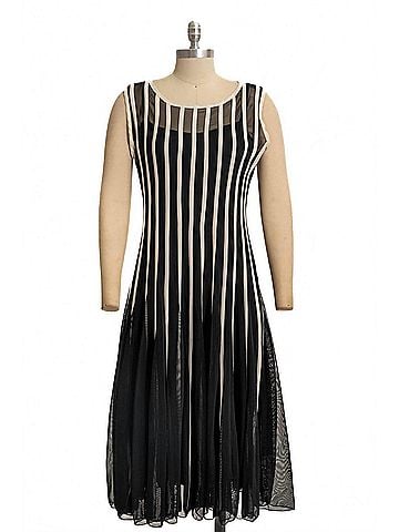 Michael Kors Women's Ribbed Mesh Dress in Brown/Beige (view 2)