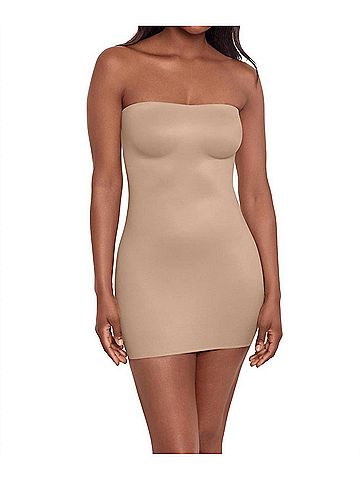 Miraclesuit Show Stopper Strapless Slip Mini Dress in Warm Beige (view 2)