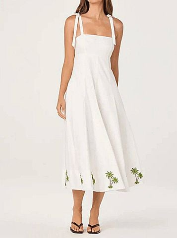Astr Shaina Midi Dress in White (view 2)