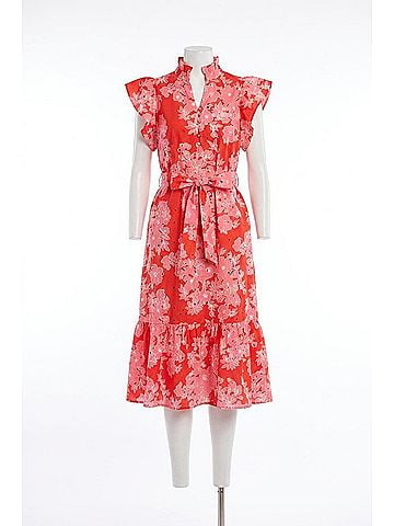 Entro Sunset Blossom Dress in Red (view 1)