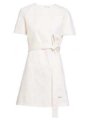 Tanya Taylor Short Ella Denim Dress in Chalk (view 1)