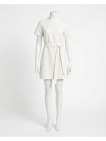 Tanya Taylor Short Ella Denim Dress in Chalk (view 2)