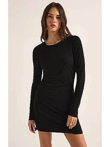 Z Supply Winnie Rib Dress in Black (view 2)