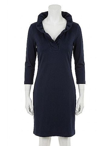 Gretchen Scott Designs Jersey Ruffneck Mini Dress in Navy (view 1)