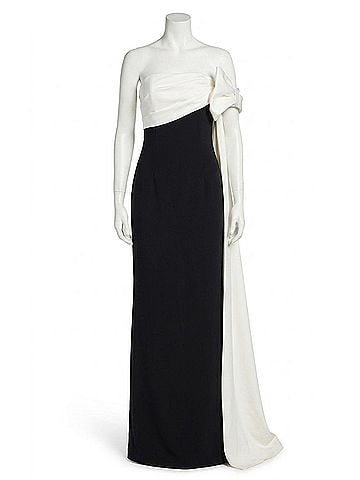 Jovani One Shoulder Cape Gown With Elegant Bodice in Black/White (view 1)