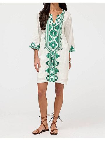 Johnny Was Solange Short Slip Kaftan in White (view 2)