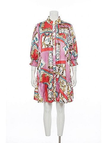 Fate Set To Shine Curvy Chain Print Mini Dress in Orchid (view 1)