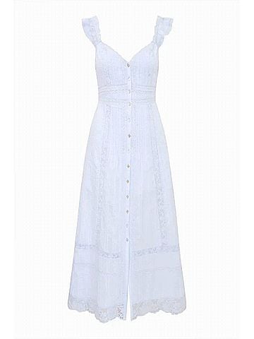LoveShackFancy Kailette Cotton Maxi Dress in Blue Finch (view 1)