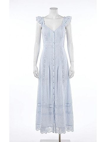 LoveShackFancy Kailette Cotton Maxi Dress in Blue Finch (view 2)