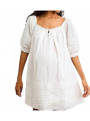 Hatch Lottie Secret Nursing Mini Dress - Maternity in White (view 2)