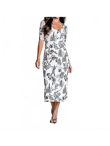 Johnny Was Maya Mesh Midi Dress in Ecru (view 2)
