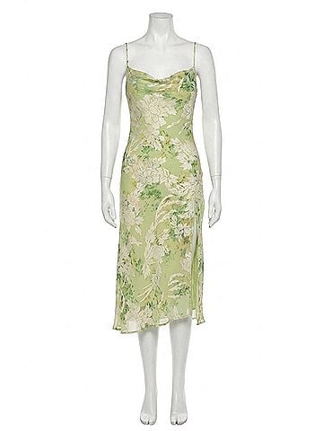 Astr Gaia Burnout Velvet Cowl Midi Dress in Light Green Floral (view 1)