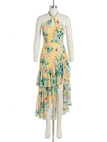 Astr Bethina Dress in Yellow Green Floral (view 1)
