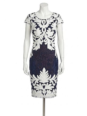 Frank Lyman Design Embroidered Mini Dress in Navy And Off-White (view 1)