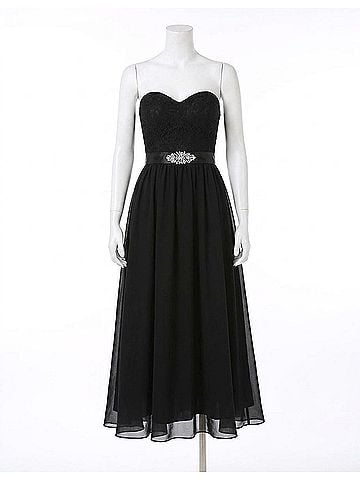 MoriLee by Madeline Gardner Cocktail Lace Chiffon Dress With Satin Tie Sash in Black (view 1)