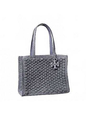Tory Burch Ella Hand-Crocheted Popcorn Stitch Small Tote in Gray (view 2)