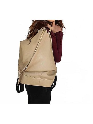 Berge Women's Samy Leather Backpack in Beige (view 2)