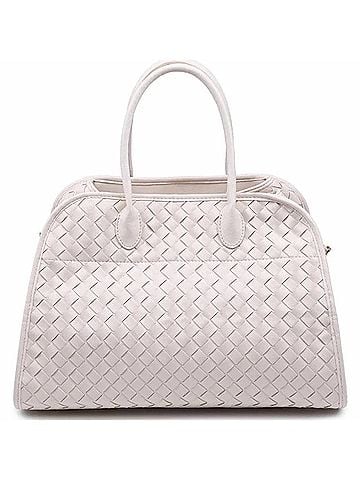 Urban Expressions Women's Rhonda Woven Vegan Leather Tote Bag in Ivory (view 1)