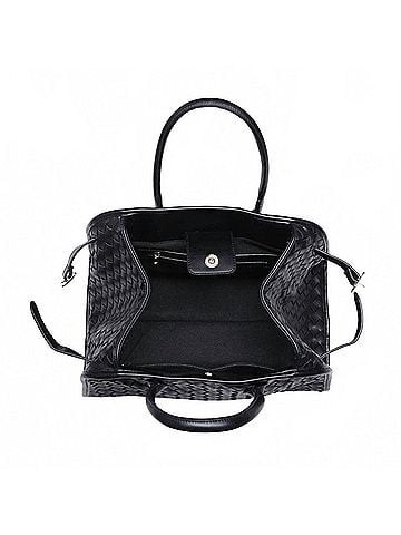 Urban Expressions Women's Rhonda Woven Vegan Leather Tote Bag in Black (view 2)