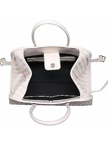 Urban Expressions Women's Rhonda Woven Vegan Leather Tote Bag in Ivory (view 2)