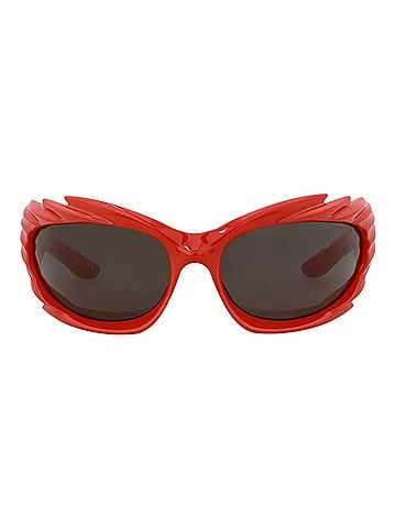 Balenciaga Unisex Shield-Frame Bio Injection Sunglasses in Red (view 2)