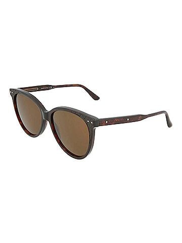 Bottega Veneta Women's Cat Eye-Frame Acetate Sunglasses in Havana Dark Espresso (view 1)