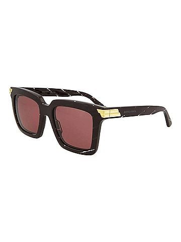 Bottega Veneta Women's Rectangle-Frame Acetate Sunglasses in Burgundy/Pink (view 1)