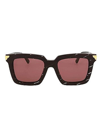Bottega Veneta Women's Rectangle-Frame Acetate Sunglasses in Burgundy/Pink (view 2)