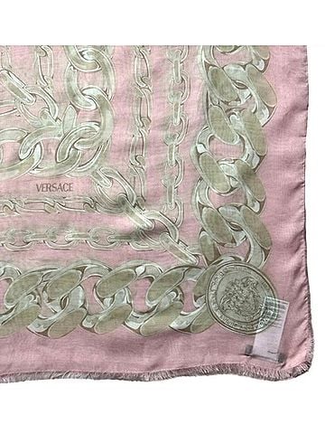 Versace Women's Silk Scarf in Pink And Grey (view 2)