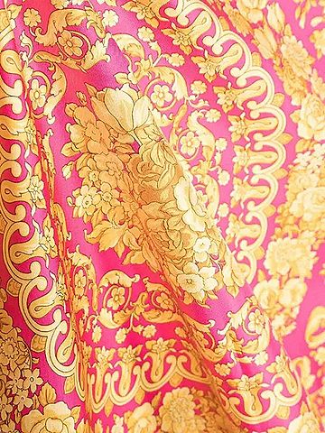 Versace Women's Baroque-Inspired Silk Scarf in Fuchsia And Gold (view 2)
