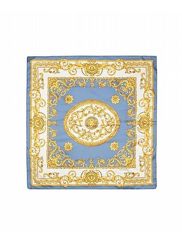 Versace Women's Baroque-Inspired Silk Scarf in Grey, White, And Gold (view 1)