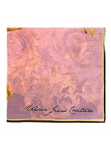 Versace Women's Baroque-Inspired Silk Scarf in Black And Hot Pink (view 1)