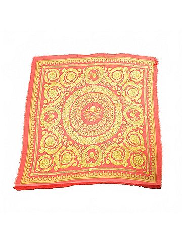 Versace Women's Baroque-Inspired Silk Scarf in Red And Gold (view 1)