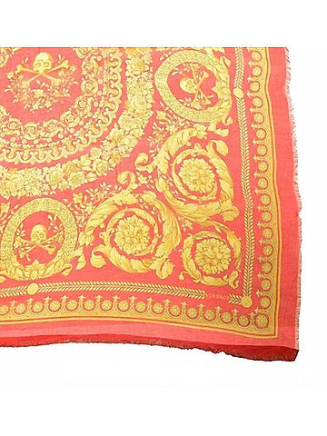 Versace Women's Baroque-Inspired Silk Scarf in Red And Gold (view 2)