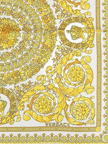 Versace Women's Baroque-Inspired Silk Scarf in White And Gold (view 2)